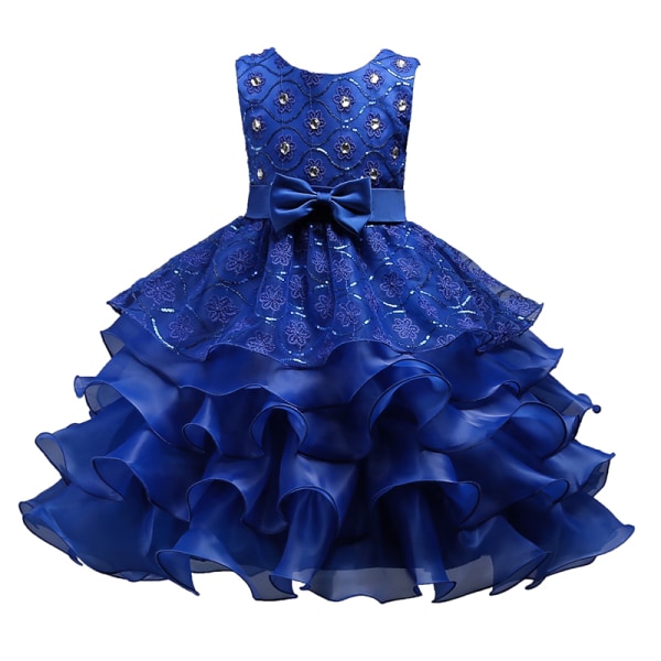Flickor prinsessklänning klänning barn kostym klänning Navy Blue 160(12-13T)