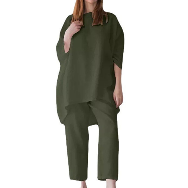 Damkläder med elastisk midja i enfärgade nattkläder Green L