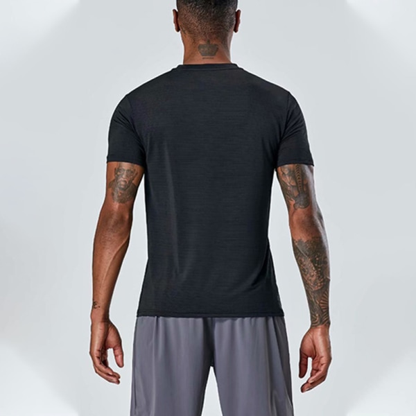 Enfärgad T-shirt för män med rund hals Black 2XL