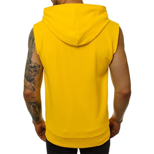 Ärmlösa huvtröjor för herr Kappa Hooded Tank Tops Väst Dragkedja Yellow,XL