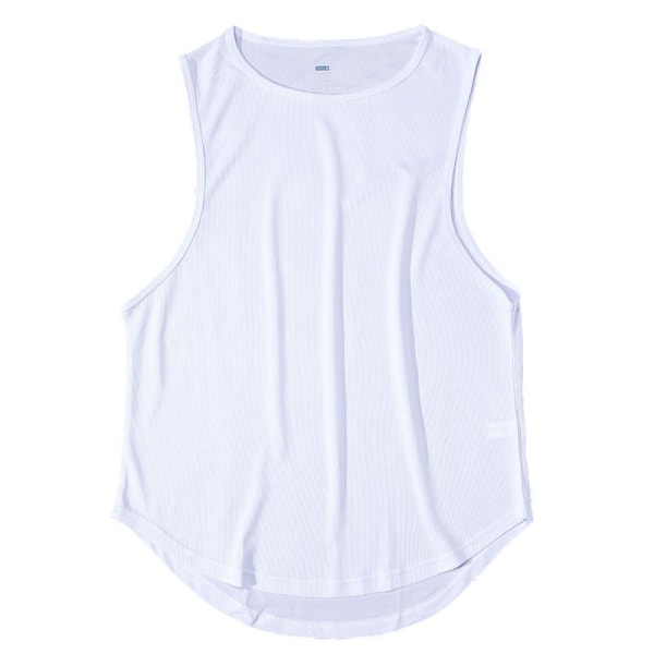 Mænd Loose Shirt Tank Elastic Fitness Komfortabel Vest White L