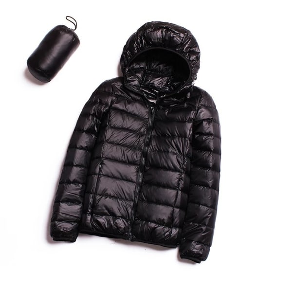 Dame ultralet dunjakke frakke frakke slim fit varm jakke Black,M