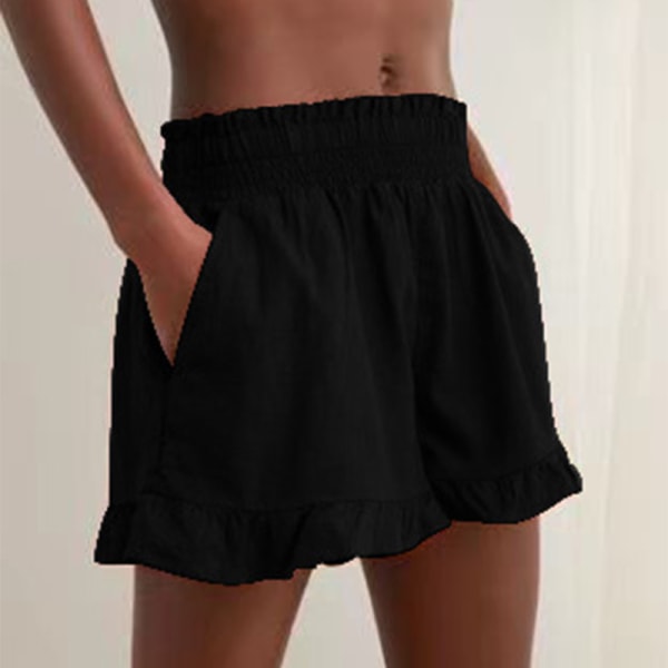 Dam Beach Shorts Elastisk midja Kort Hot Pants Black M