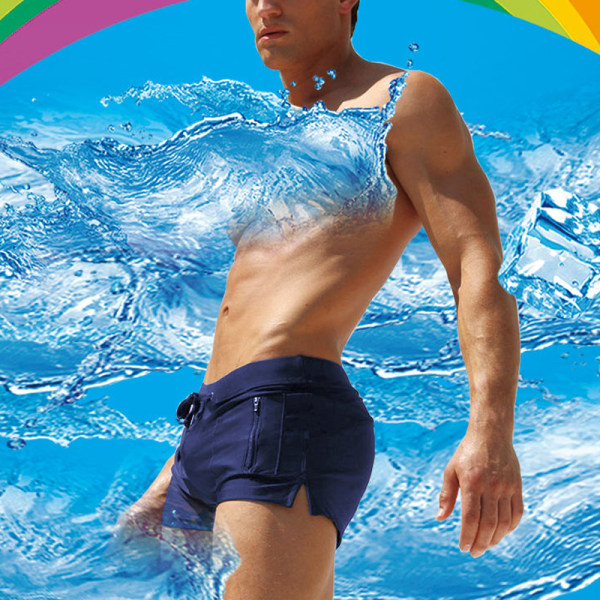 Svømmelomme til mænd til svømmeundertøj med lynlåslommer Dark Blue M