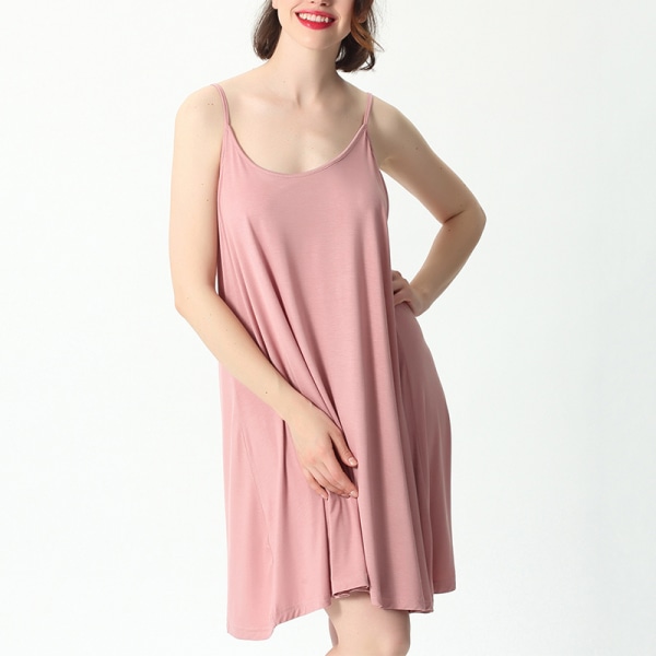 Kvinnor ärmlösa nattlinnen Scoop Neck Sleep Dress 1905 Pink 2XL