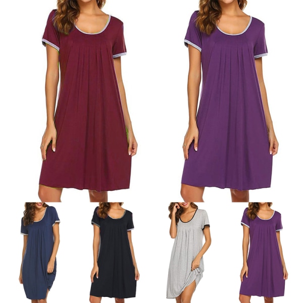 Kortærmet kjole til kvinder, farvematchende uregelmæssig kortærmet kjole Light Gray M