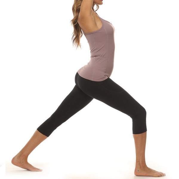 Yoga ärmlös camisole fitness för kvinnor, grimma bak purple,L