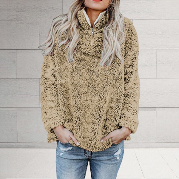 Langærmet sweatshirt med høj krave til kvinder Brown XL