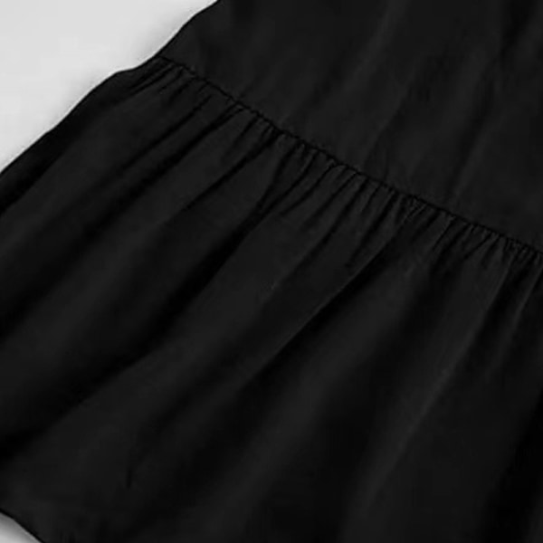 kvinnor sommar kortärmad volangfåll tunika t-shirt Klänningar Black 3XL