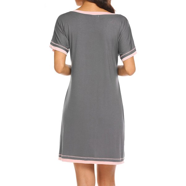 Kvinder Nattøj Kjole Casual Lang T-shirt Toppe Nightie Pyjamas Gray,M