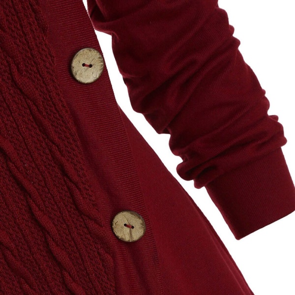 Naisten kaula-aukkoinen villapaita, epäsäännöllinen helma vintage neulepuserot Claret 2XL