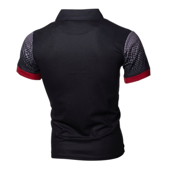Herre Tee Polo Shirt Gradient Kortærmet T-Shirt Reverskrave Black 5XL