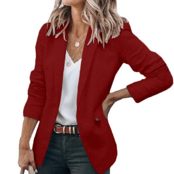 Kvinder enkeltradet outwear blazer med åben front Claret XL