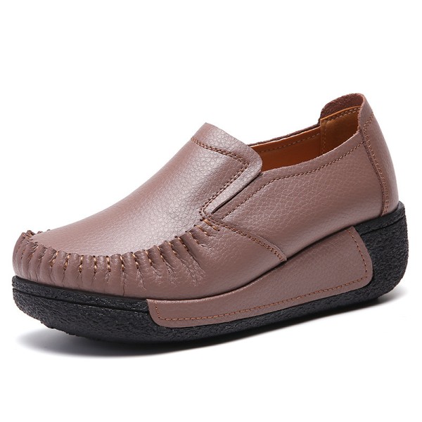 Kvinnor Pure Color Shoes Closed Toe Flats Coffee-1 40