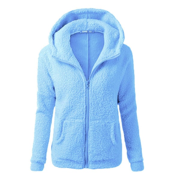 Luvtröja för damer med fickor i enfärgad fleece-tröja Water Blue L