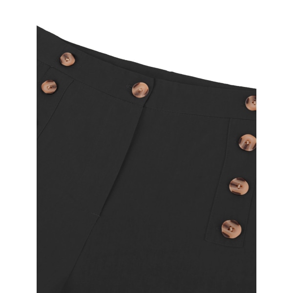 Kvinder Bomuld Linned Bukser med brede ben Casual højtaljede bukser Black,XL