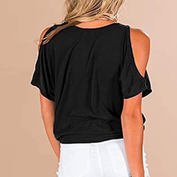 Kvinnor Kvinnor Boho T-shirt Tee Tops V-hals Toppar Skjortor Black XL