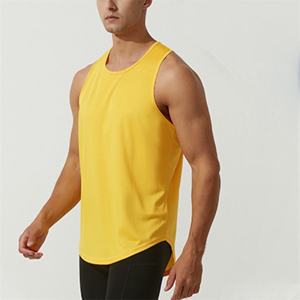 Herr atletisk T-shirt enfärgade skjortor Bodybuilding Workout Gul 2XL