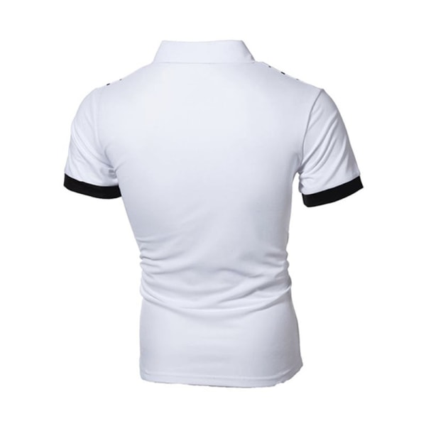 Herre Polka Dots T-shirt Button Shirts Lapel Neck kortærmet Vit 2XL