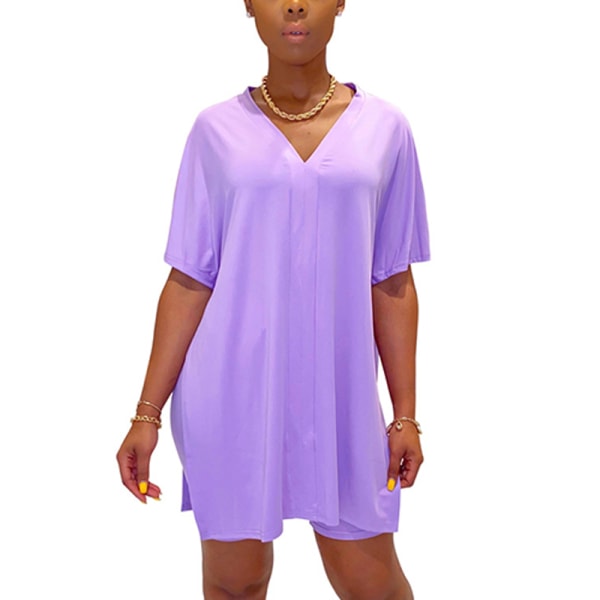 Naisten Topit ja shortsit Sleepwear Joustava vyötärö Yöasut Purple L