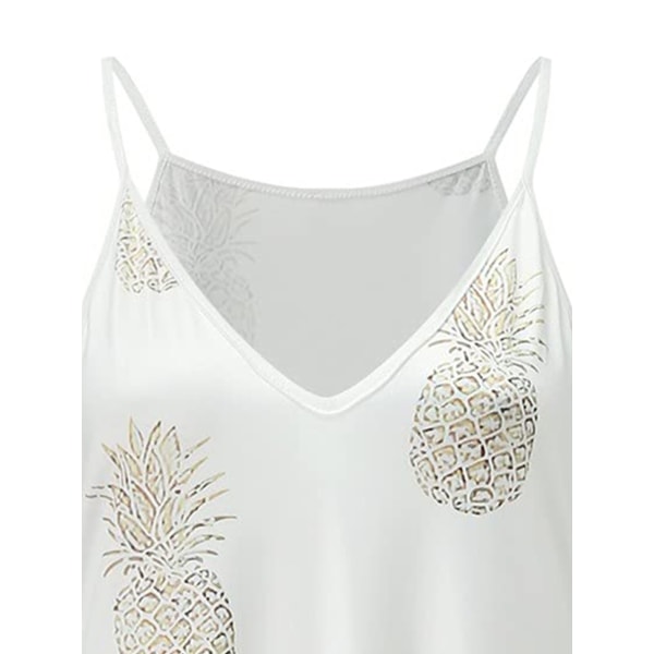 Naisten lyhyt minimekko V-kaula-aukkoinen Slip-mekko Hihaton Summer Beach Pineapple XL