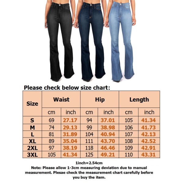 Kvinder jeans højtaljede løse knapbukser afslappede bukser med udsving Black,XL