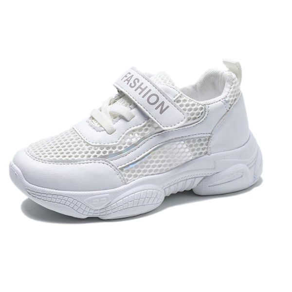 Platta Sneakers för flickor Rund Toe Athletic White 27