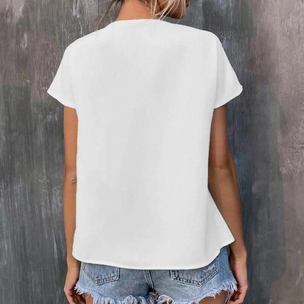 Print T-shirt för kvinnor med blommönster White XL