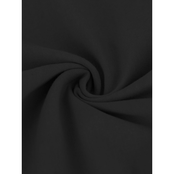 Naisten puuvillaiset leveälahkeiset housut Casual korkeavyötäröiset housut Black,S