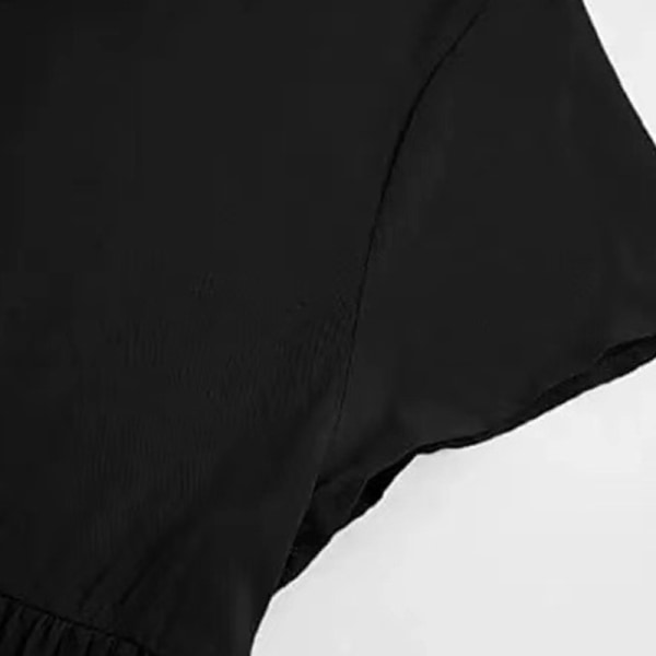 kvinder sommer kortærmet flæsekant tunika t-shirt Kjoler Black M