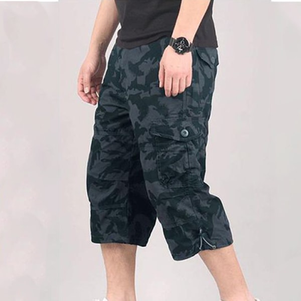 Miesten joustavat vyötäröhousut, yksiväriset alaosat Black Camouflage XL