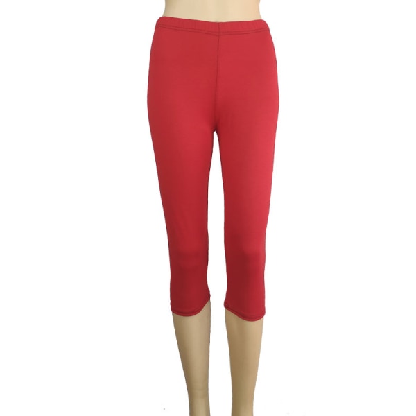 Damer Skinny Leggings Låg midja Capri byxor Red XL