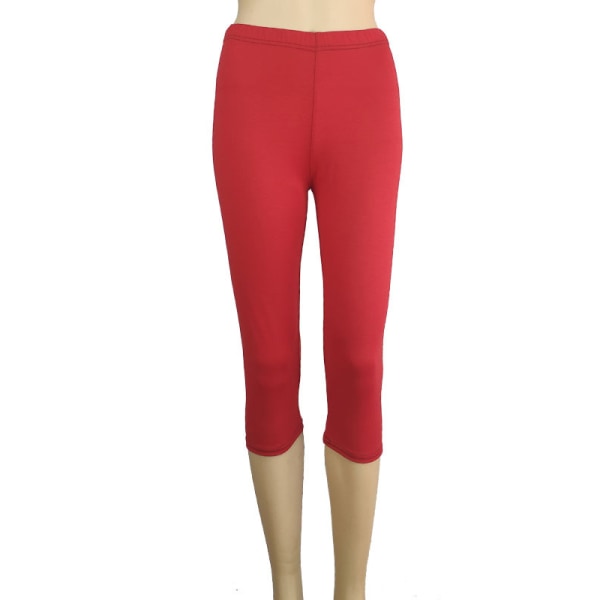 Naisten Skinny Leggings Matalavyötäröiset Capri-housut Red L