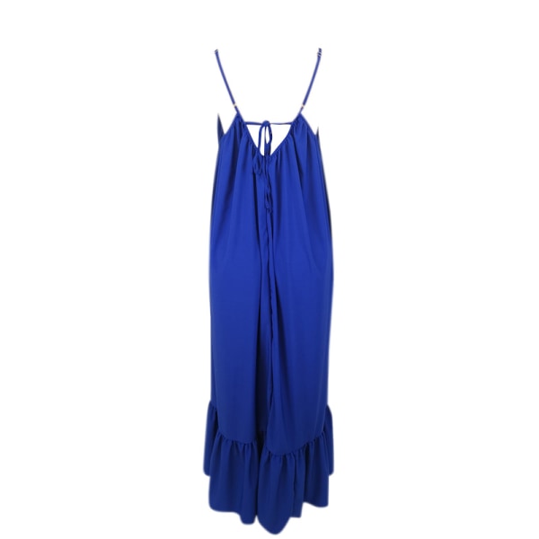 Sexet Suspender Ruffled Edge Large Hem Maxi Dress Womens Holiday Blue L