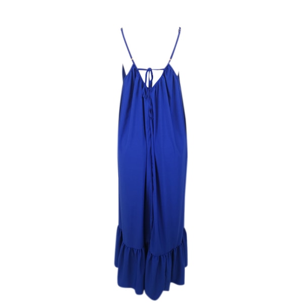 Sexet Suspender Ruffled Edge Large Hem Maxi Dress Womens Holiday Blue XL