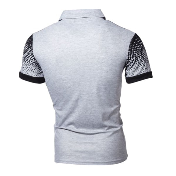 Herr T-shirt pikétröja Gradient Kortärmad T-shirt Lapel Collar Light Gray With Black 5XL