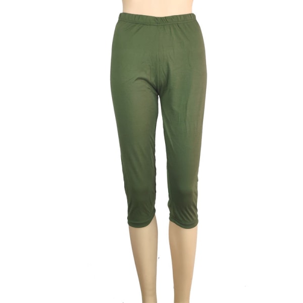 Damer Skinny Leggings Låg midja Capri byxor Army Green S