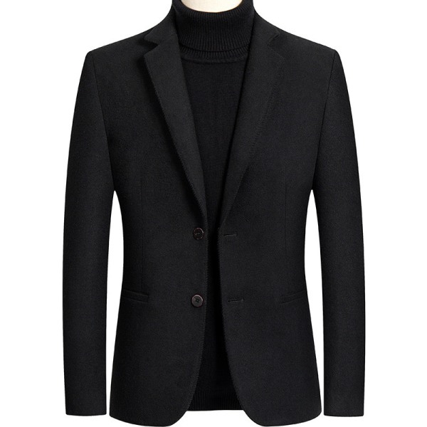 Mænd Suit Krave Ulden Outwear Langærmet Business Jakke Arbejde J005 svart 3XL