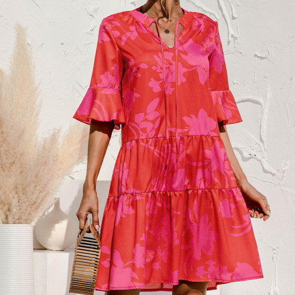 Naisten lyhyt minimekko Tunika Sundress T-paita mekko Summer Plain Rose Red  XL b73c | Rose Red | Polyester| Spandex | Fyndiq