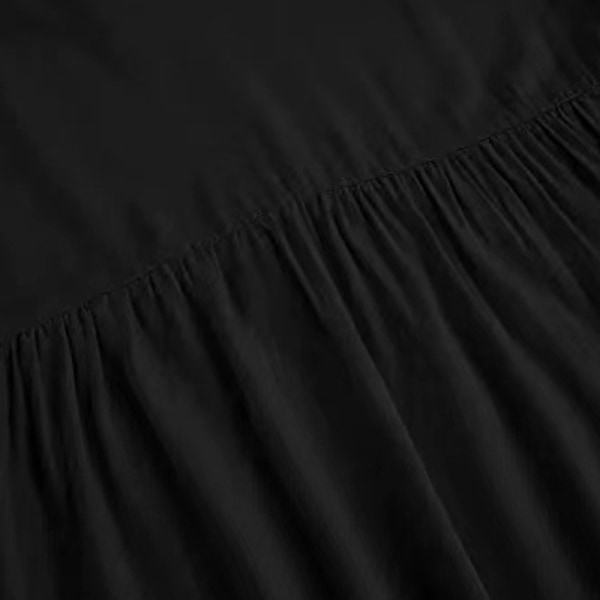 kvinnor sommar kortärmad volangfåll tunika t-shirt Klänningar Black L