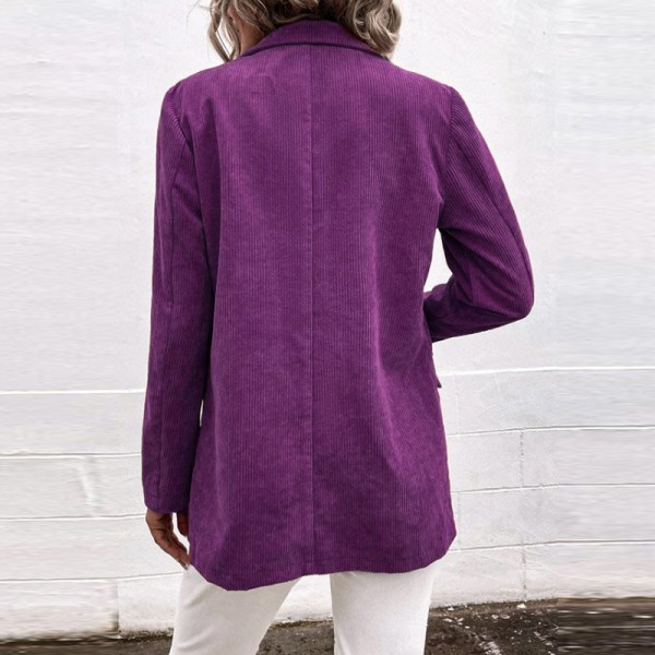 Naisten rintaneuletakki Yksiväriset kaksiriviset ulkovaatteet Purple 3XL