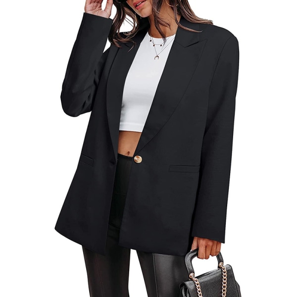 Kvinder langærmet business jakker ensfarvet cardiganjakke Black S
