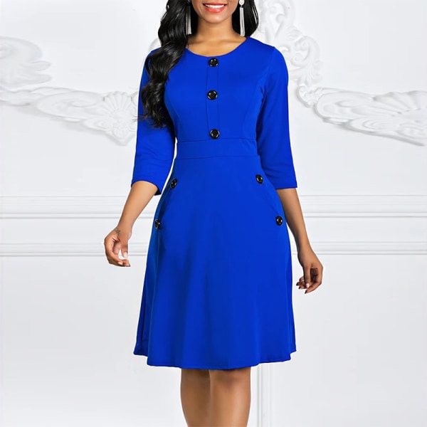 Sexet ensfarvede Midi-kjole Loose A Line Kjoler Swing Royal Blue XXL db73 | Royal Blue | Polyester|Cotton | Fyndiq