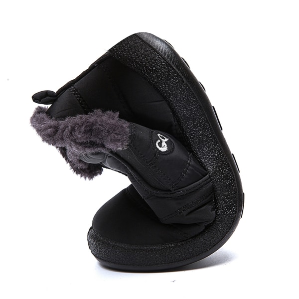 Unisex Waterproof Winter Snow Ankle Boots Fur-lined Slip On Black,38