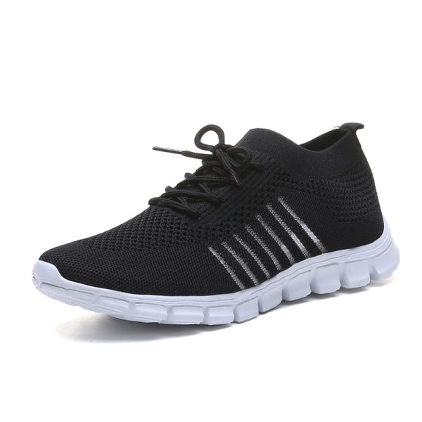 Dam Mesh Sneakers Athletic Lättvikts andas Casual Shoes Black,37