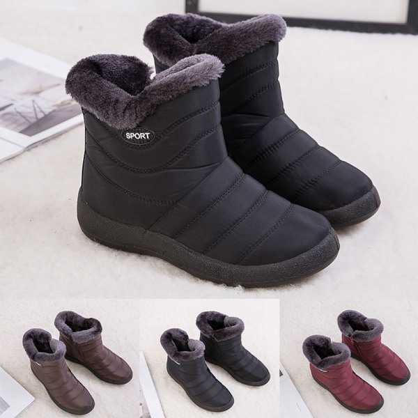 Women's Snow Fur Lined Ankle Boots Winter Warmer Black,37