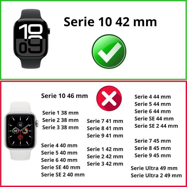Fodral kompatibelt med Watch 42mm Series 10 - Hårt skyddande fodral med transparent härdat glasskärm Phonillico® Transparent