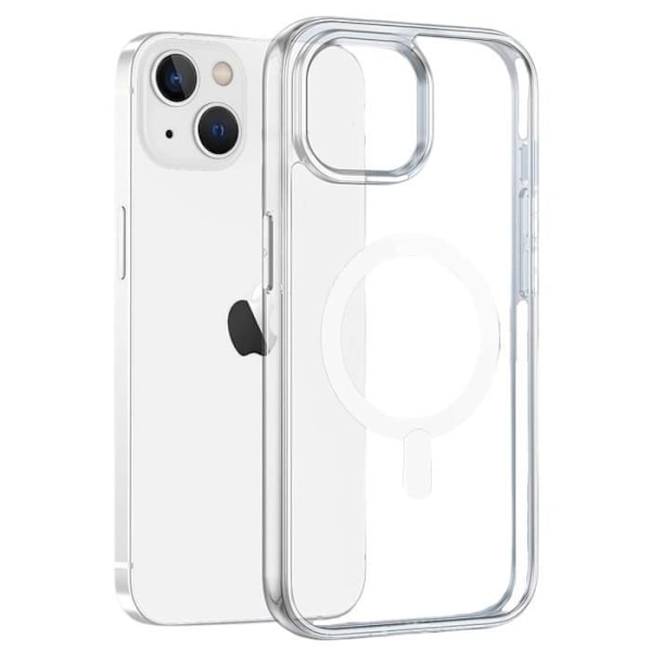 Coque för iPhone 15 PLUS - Transparent silikon med inbyggd magnetisk cirkel Phonillico®