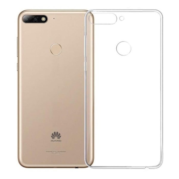 Skydd och Skärmskydd - Phonillico® - Huawei Y7 2018 - Transparent Silikon - Härdat Glas - Ultra Slim Transparent