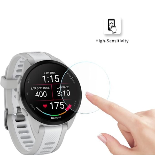 Härdat glas för Garmin Forerunner 165 / Forerunner 165 Music [2-pack] Skärmprotektorför klocka, reptålig Phonillico Transparent